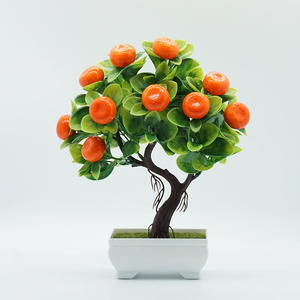 Bonsái Artificial en maceta para decoración del hogar, árboles frutales, bonsái, frutas <span class=keywords><strong>de</strong></span> plástico, plantas, setas, naranja, limón, melocotón, fresa, para boda - Product Image 3