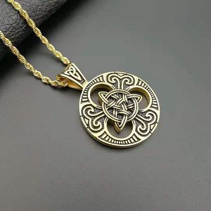 Celtic Knot Pendant Necklace <b>Titanium</b> Steel Round Unisex Fashion Jewelry - Product Image 3