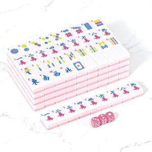 Juego de Mahjong Completo de 166 Fichas Premium de 1.2 Pulgadas, Color Blanco Marfil, Rosa - Product Image 1