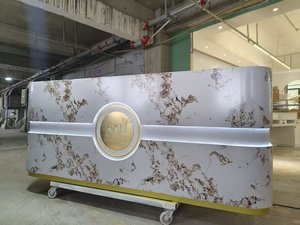 Modern Design Luxury Style Beauty Salon <b>Reception</b> Desk Beige Color Golden Color Optional Barber Clothing Store <b>Reception</b> Desk - Product Image 6