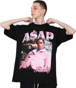 Camiseta de Verano para Hombre, Estilo Hip Hop, Oversize, Tejida, Transpirable, Antiarrugas, con Estampado Completo de Letras, Cuello Redondo, Alto Contenido de Algodón, Estilo Rapper - Product Image 3