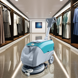 GS400 Mini Auto <b>Floor</b> Scrubber Dryer Battery-Powered Walk-Behind Home Restaurant Use Adjustable Handle New Condition <b>Floor</b> Scrub - Product Image 1