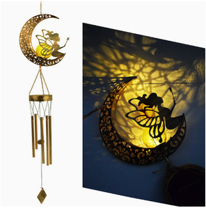 Décoration DAMAI Eid Moubarak : Carillon solaire en forme de lune, lumières suspendues en fer forgé ajouré pour la décoration extérieure de jardin et de cour - Product Image 5
