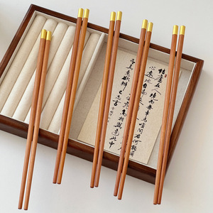 Baguettes Yuanjin en bois de cerisier rouge, en bois massif naturel, antidérapantes, résistantes aux hautes températures, baguettes de service - Product Image 2