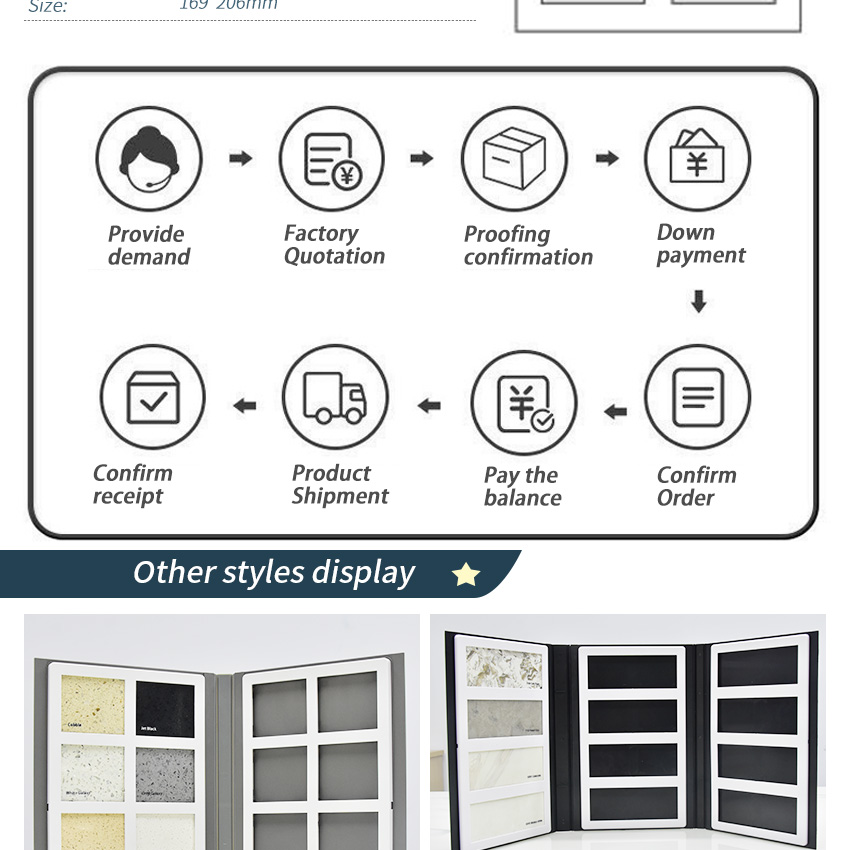 Hot Selling Quartz Display 8 Capacity Plastic Ceramic Tiles Sample Specimen Books Granite Catalog Folder Tile Marble Sample Book