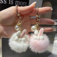 Vente chaude Mignon Furry Ball Bunny Voiture Porte-clés Pendentif Doux Coréen Inspiré En Peluche Jouet pour Poupée Sac Décoration