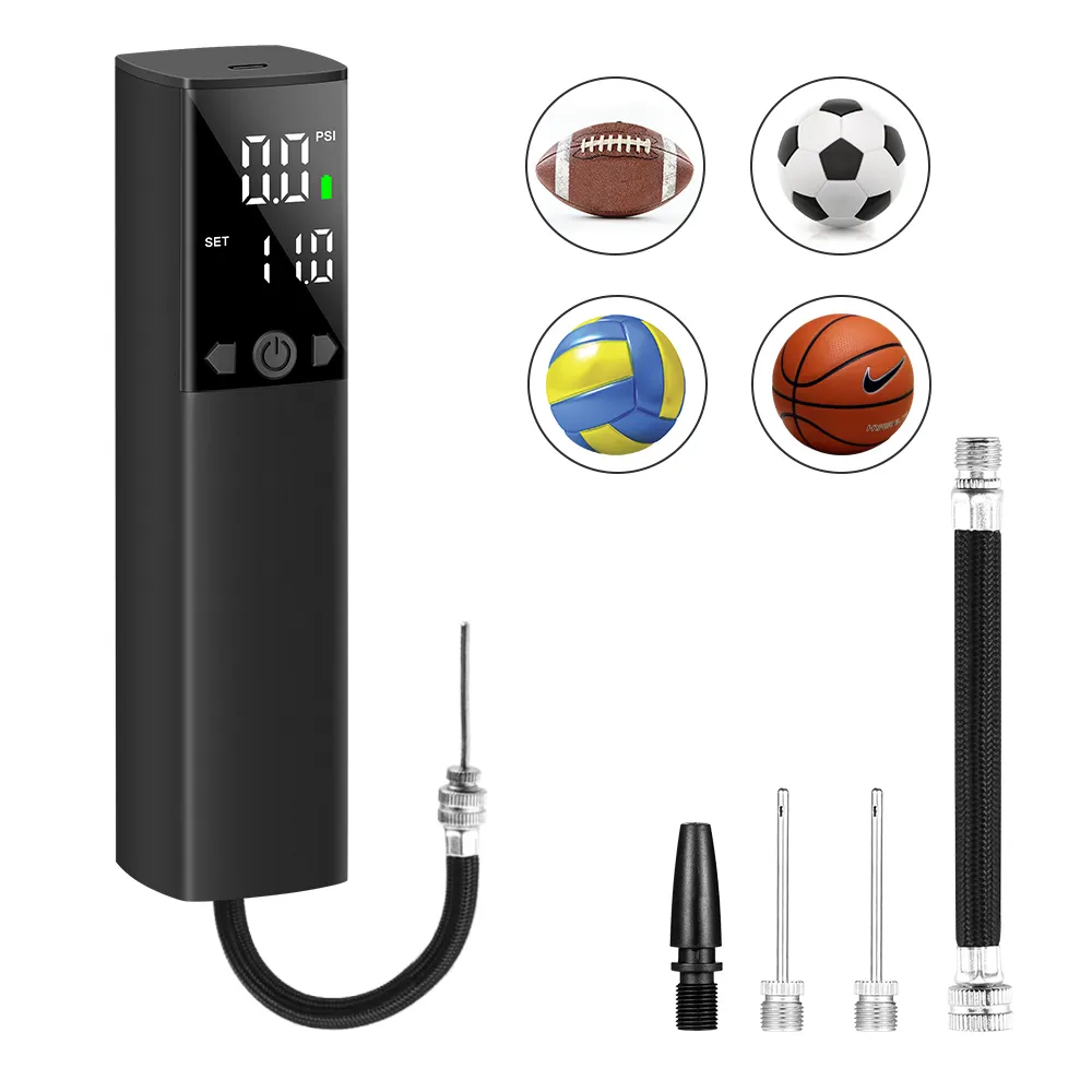 Newo pompa udara elektrik genggam otomatis nirkabel, pompa udara elektrik untuk basket, sepak bola, voli, sepak bola, bola olahraga, dan berenang