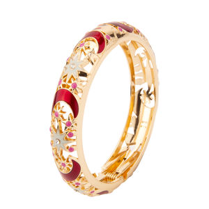 Brazalete de Moda con Dijes de Esmalte Azul en Forma de Estrella y Luna Caladas, Estilo Cloisonné, Venta Caliente - Product Image 2