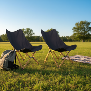 2 chaises pliantes de camping ultra légères avec cadre en aluminium, tissu Oxford noir, portables, pour pique-nique en plein air, utilisation en jardin - Product Image 2