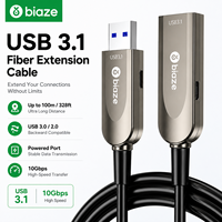 Câble d'extension optique USB 3.1 Biaze 10 Gbit/s, USB Mâle-Femelle, Prolongateur Optique Actif en PVC pour Caméra, PC et Équipement Industriel