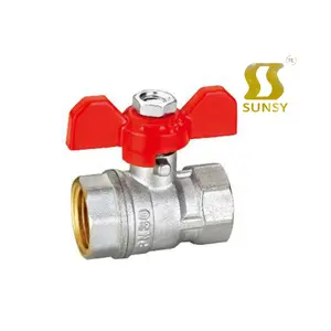 china yuhuan shunshui factory BSP NPT water nickle plated material female thread Brass Ball Valve aluminum butterfly handle