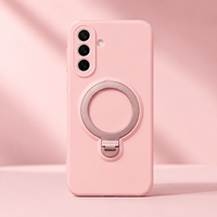 Étui en silicone liquide magnétique pour Samsung Galaxy A57 5G, coque mate douce avec support rotatif en métal