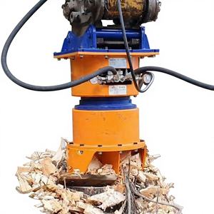 Foreuse hydraulique pour racines d'arbres et déracineuse de souches pour excavatrice, accessoire de démolition de souches anciennes en verger, pour la remise en état des terres forestières, moteur, garantie 1 an - Product Image 1