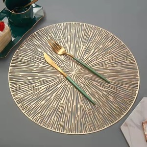 Decoración de mesa ahueca hacia fuera el oro metálico vacaciones boda recepción cargador placas esteras vinilo PVC manteles individuales - Product Image 1