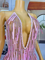 Novance Y4630 Shopping livraison directe rose paillettes discothèque scène Performance tenue strass gland licou robe de danse de salon