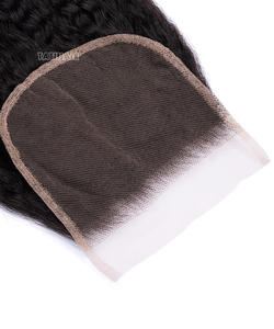 Vente en gros 5*5 Yaki Lace Closure pas cher Double étiré péruvien cuticule alignée paquet de cheveux humains non transformés Extensions de cheveux vierges - Product Image 5