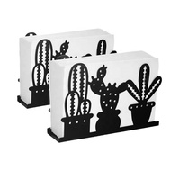 Porte-serviettes de bureau personnalisable boîtes à mouchoirs en forme de cactus du désert en acier inoxydable de style estival directement de l'artisanat d'usine
