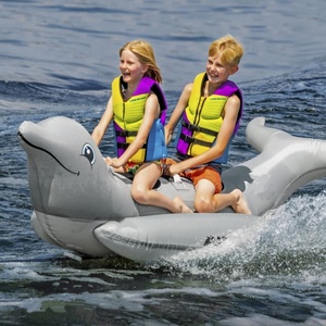 Bateau gonflable en PVC en forme de dauphin, tractable, 100*48 pouces, pour 1-2 personnes, pour le plaisir estival à la piscine, à la plage et au surf en mer - Product Image 5