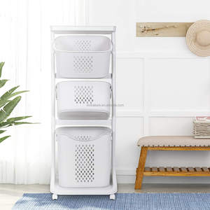 Panier à <span class=keywords><strong>linge</strong></span> <span class=keywords><strong>sur</strong></span> roulettes à 4 niveaux, 82L, chariot à <span class=keywords><strong>linge</strong></span> roulant, panier à <span class=keywords><strong>linge</strong></span> en plastique, <span class=keywords><strong>bac</strong></span> de rangement - Product Image 2