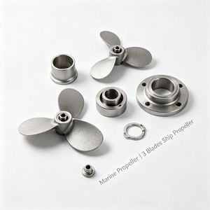 Hélice marine en acier inoxydable à 3 pales pour bateau de pêche, yacht, navire, moulée sous pression + usinée CNC et sablée - Product Image 2