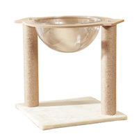 Maison pour chat moderne, compacte, en tissu écologique, intégrée au carton, type capsule spatiale, avec structure d'escalade, griffoir et jouets pour animaux de compagnie