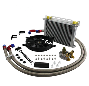 Kit de montage universel de refroidisseur d'huile moteur à 25 rangées avec <span class=keywords><strong>adaptateur</strong></span> de filtre à huile thermostatique et ventilateur <span class=keywords><strong>électrique</strong></span> 12V - Product Image 1