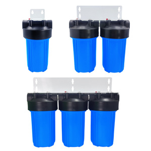Universal 20 Inch Single Double Triple Stage Water Filter Housing Blue Bottle With Mounting Plate For Outdoor Use - Product Image 1