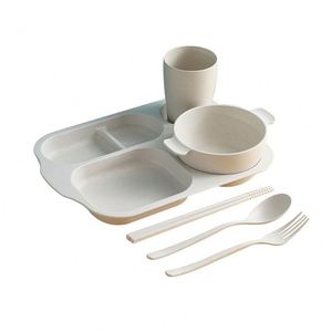 Best Selling Kids 6Pcs Wheat Straw <b>Dinner</b> Plate Biodegradable Material Dinnerware <b>Set</b> for Children With Custom Logo - Product Image 3