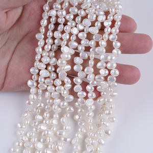 Promotion de collier semi-fini en perles d'eau douce blanches et roses baroques de 5-6 mm avec trou de tête, vente en gros à Zhuji - Product Image 2