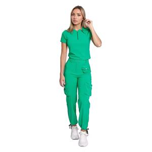 Design elasticizzato con cerniera Top Cargo tascabile Medical Scrub per Jogger 2 pezzi pantaloni per animali domestici uniformi da ospedale set di Scrub per allattamento femminile - Product Image 2