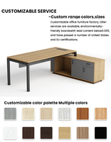 Bureau de direction de luxe en forme de L extensible avec poste de travail moderne et armoire de rangement
