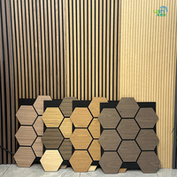 Panneau acoustique en placage de bois hexagonal, décoration 3D, panneau mural absorbant le son pour bureau, studio, décoration intérieure de la maison
