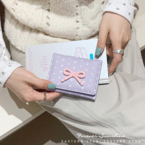 Portefeuille en PU élégant et minimaliste le plus vendu pour filles, frais et léger, multifonctionnel, porte-cartes, porte-monnaie, pince à billets pliable - Product Image 4