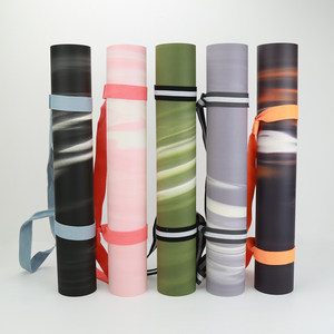 เสื่อโยคะยางพาราธรรมชาติสีดำ PU ลายหินอ่อนสีสันตัดกัน พร้อมโลโก้สีพื้นแบบกำหนดเองได้ ไม่ลื่น - Product Image 1
