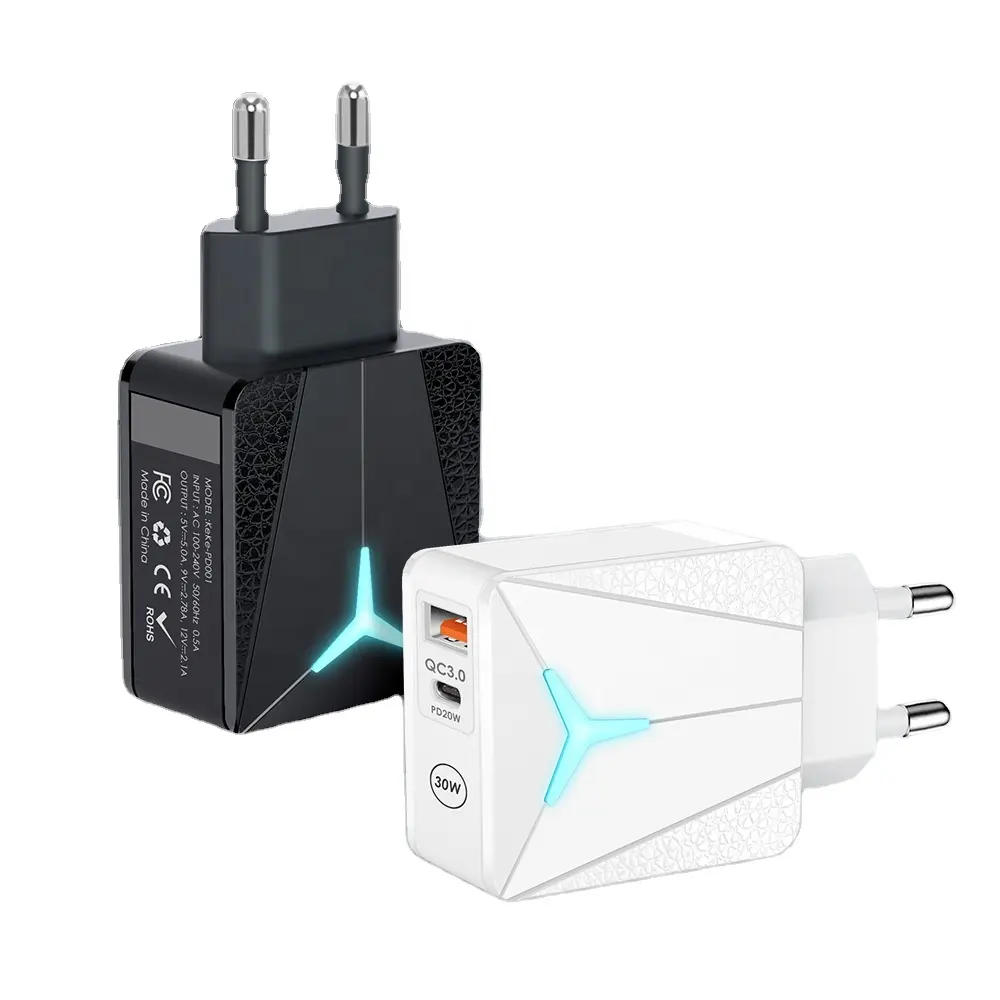 Nuevo diseño de doble puerto Pd cargador Qc3.0 adaptador Usb 30W tipo C cargador rápido para teléfono