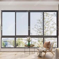 Fenêtre coulissante horizontale en aluminium moderne pour résidence, grande fenêtre coulissante à panneaux de verre