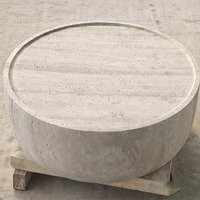 Table basse moderne minimaliste en pierre naturelle Myra Beige Travertin pour salon et salle à manger