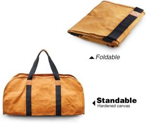 Sac de transport pliable en toile imperméable robuste de 40 kg pour bûches, grande capacité, pour le stockage du bois de chauffage - Vente en gros - Product Image 2