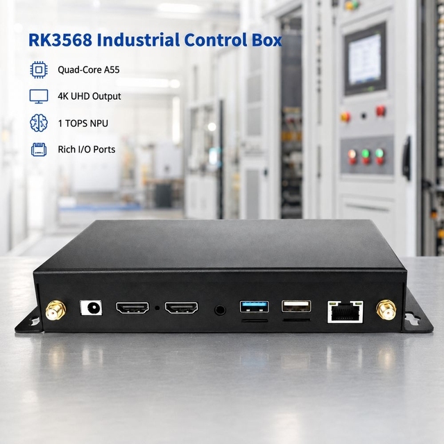Most Popular 4K 60fps Industrial Embedded Computer Android Digital Signage Player Dual GbE HD in Out 1TOPS NPU Box