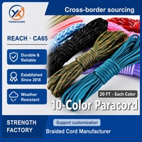 Cordon de survie en paracorde 550 Type III 4mm 20FT 7 brins Nylon/Polyester en vrac, longueur personnalisée, pour camping, fabrication de bracelets, lanière, OEM