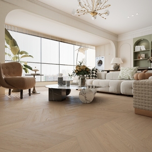 Ánh sáng màu tự nhiên sồi <span class=keywords><strong>Veneer</strong></span> Chevron gỗ cứng thiết kế sàn gỗ cho nhà - Product Image 2