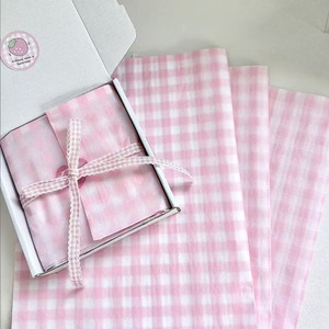 Papel de regalo personalizado de alta calidad, papel de seda de 17 g/m² con logotipo para ropa, papel de regalo a cuadros rosa - Product Image 1