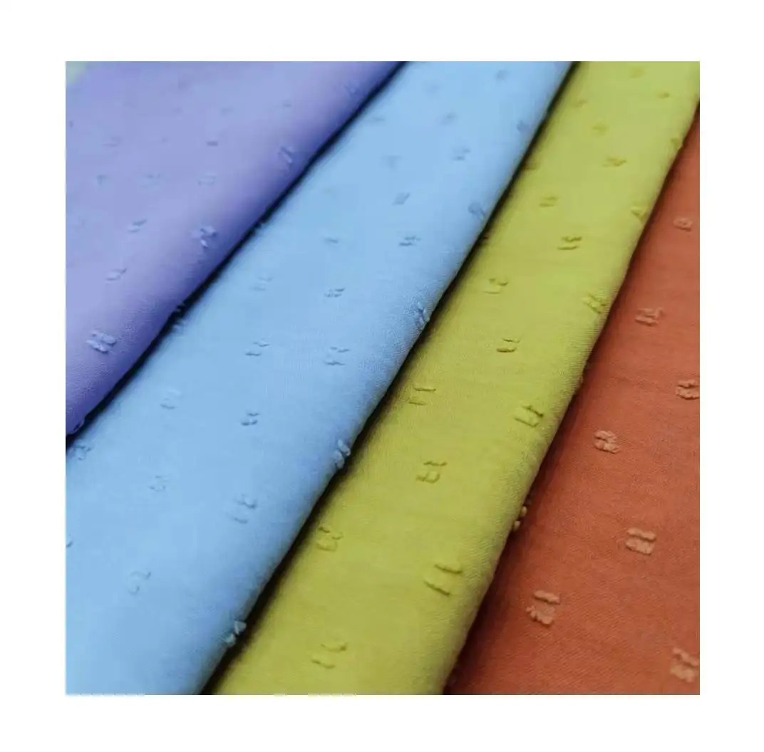 Toptan Mulinsen tekstil Polyester saten dokuma hava akış İsviçre nokta boyama CEY krep kumaş