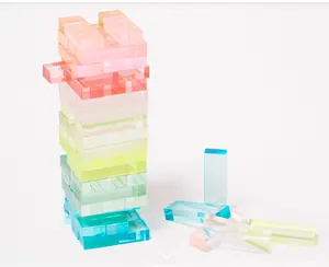 RAY YI, оптовая продажа, Классическая высококачественная прозрачная Радужная гладкая акриловая гигантская конструкторская игрушка Jenga Blocks