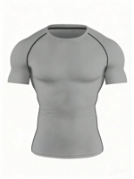 T-shirt de compression à manches courtes pour homme – Haut de fitness musculaire ultra-élastique – Coupe ajustée avec motif texturé pour la gym