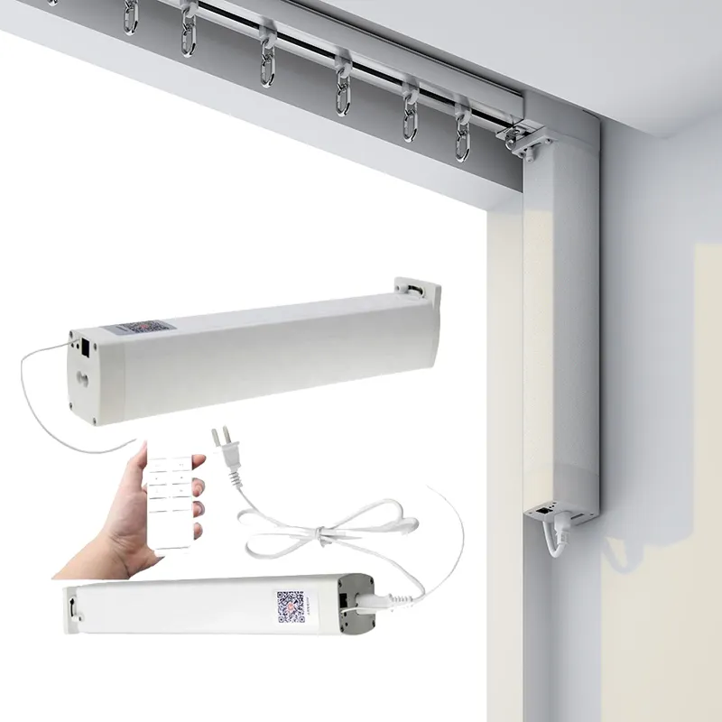 Automatic Smart Home Wireless Rail Track Open Close Electrical Motor 24V Electric Ceiling Curtain Track Electric Smart Curtain