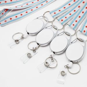 Custom Jacquard <b>Lanyard</b> with Oval Retractable Badge Reel Chicago Flag Style Id Card Holder Neck Strap for Tourism Souvenirs - Product Image 2