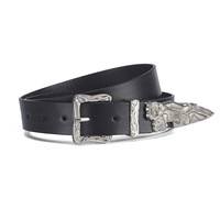 Sabuk Wanita Gaya Vintage Punk Hip Hop Hitam Polos PU Bermotif Bunga Embossed dengan Gesper Sabuk Jeans untuk Wanita