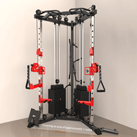 Machine de musculation multifonctionnelle bilatérale avec système de poulies réglable, type Smith, en acier commercial