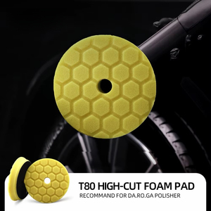 <span class=keywords><strong>SPTA</strong></span> 1 pièce 5 pouces 125 mm T80 Hex-Logic Jaune Tampon de polissage à coupe moyenne pour <span class=keywords><strong>polisseuse</strong></span> de voiture, pour le décapage de peinture 1500 #   Trace de ponçage - Product Image 4